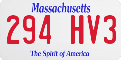 MA license plate 294HV3