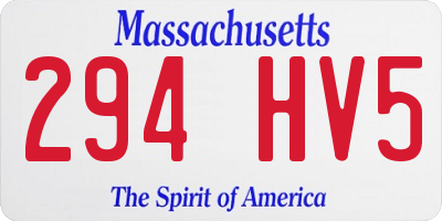 MA license plate 294HV5