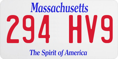 MA license plate 294HV9