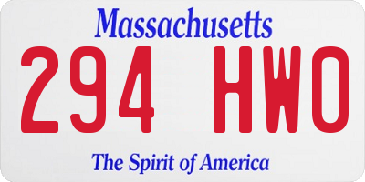 MA license plate 294HW0