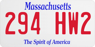 MA license plate 294HW2