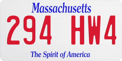 MA license plate 294HW4