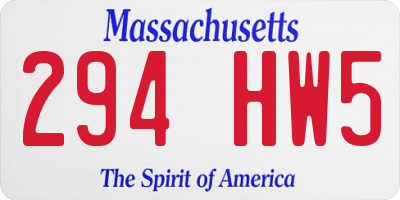 MA license plate 294HW5