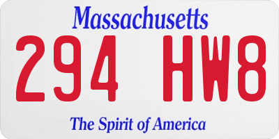 MA license plate 294HW8