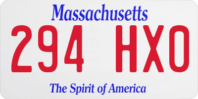 MA license plate 294HX0
