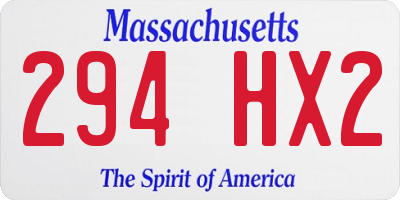 MA license plate 294HX2