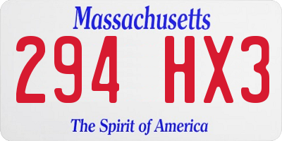 MA license plate 294HX3