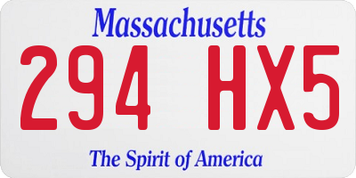 MA license plate 294HX5