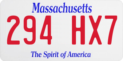 MA license plate 294HX7