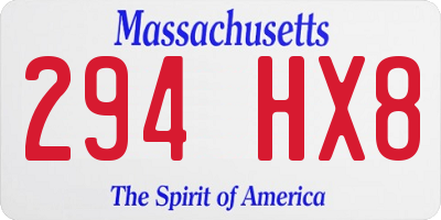 MA license plate 294HX8