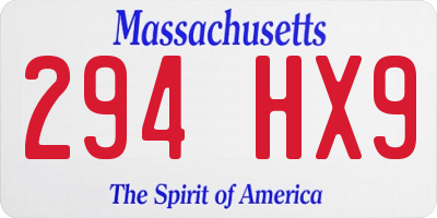 MA license plate 294HX9
