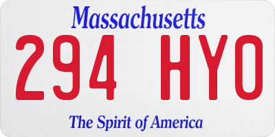 MA license plate 294HY0