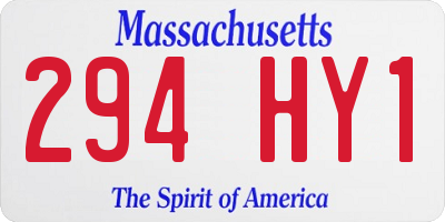 MA license plate 294HY1