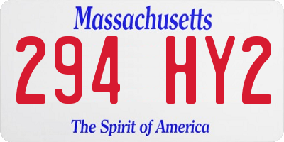 MA license plate 294HY2