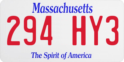 MA license plate 294HY3