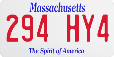 MA license plate 294HY4