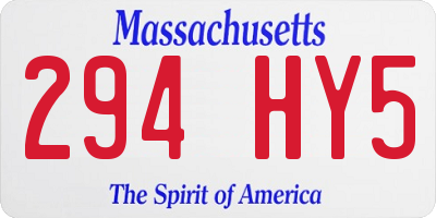 MA license plate 294HY5