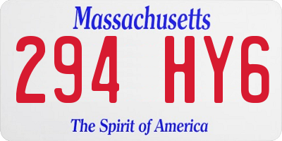 MA license plate 294HY6
