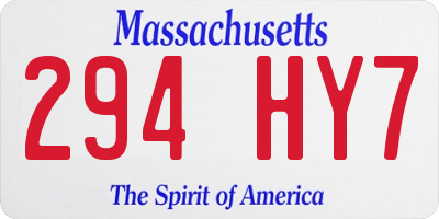 MA license plate 294HY7