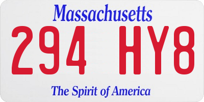 MA license plate 294HY8