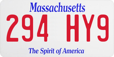 MA license plate 294HY9