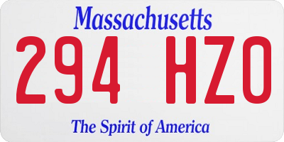 MA license plate 294HZ0