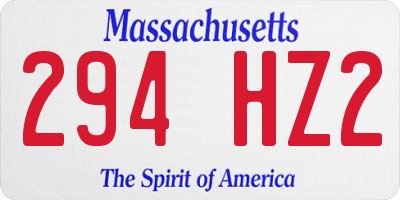 MA license plate 294HZ2