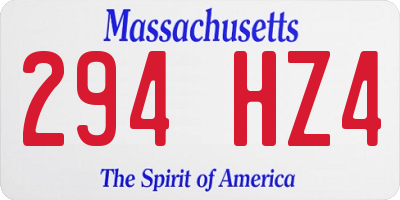 MA license plate 294HZ4