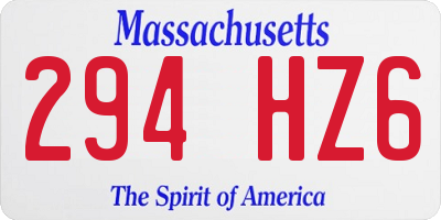 MA license plate 294HZ6