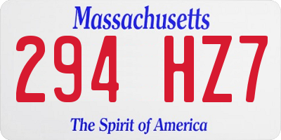 MA license plate 294HZ7
