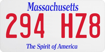 MA license plate 294HZ8