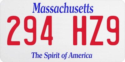 MA license plate 294HZ9