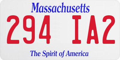 MA license plate 294IA2