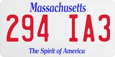 MA license plate 294IA3