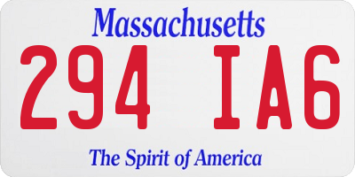 MA license plate 294IA6