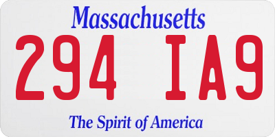MA license plate 294IA9