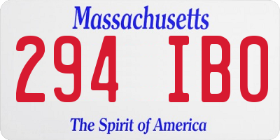 MA license plate 294IB0