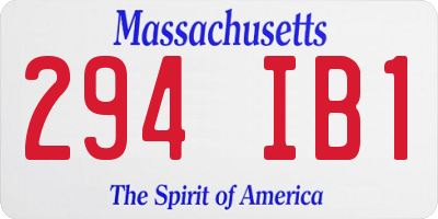 MA license plate 294IB1