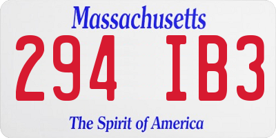 MA license plate 294IB3