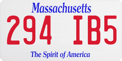 MA license plate 294IB5