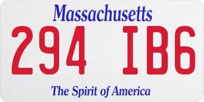 MA license plate 294IB6