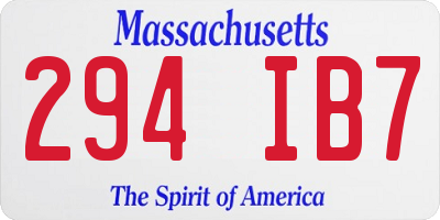 MA license plate 294IB7