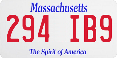 MA license plate 294IB9