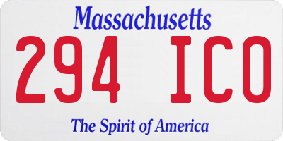 MA license plate 294IC0
