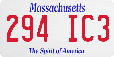 MA license plate 294IC3