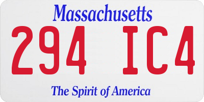 MA license plate 294IC4