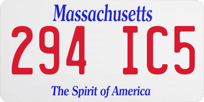 MA license plate 294IC5