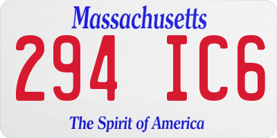 MA license plate 294IC6