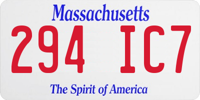 MA license plate 294IC7
