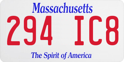MA license plate 294IC8